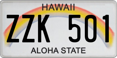 HI license plate ZZK501