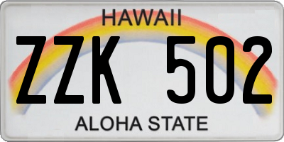 HI license plate ZZK502