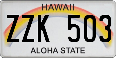 HI license plate ZZK503