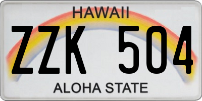 HI license plate ZZK504