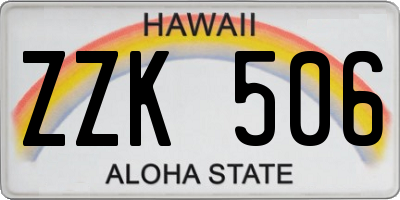 HI license plate ZZK506