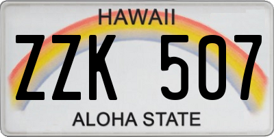 HI license plate ZZK507