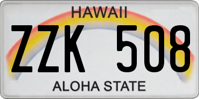 HI license plate ZZK508