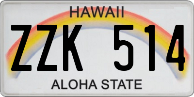 HI license plate ZZK514