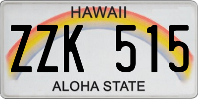 HI license plate ZZK515