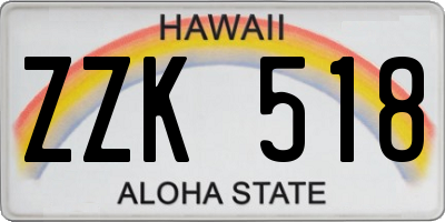 HI license plate ZZK518