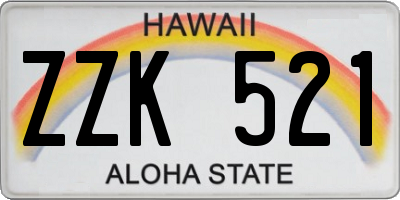 HI license plate ZZK521