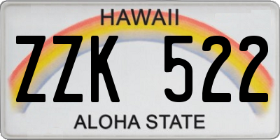 HI license plate ZZK522