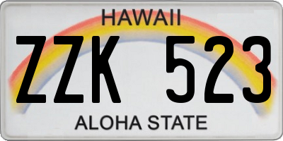 HI license plate ZZK523