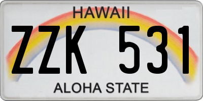 HI license plate ZZK531