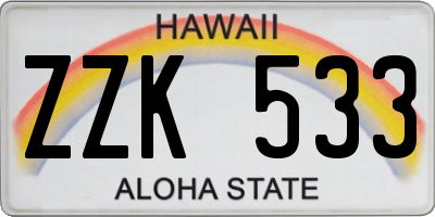 HI license plate ZZK533