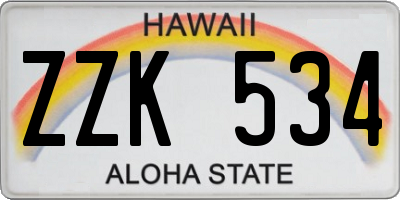 HI license plate ZZK534