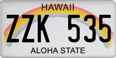 HI license plate ZZK535