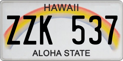 HI license plate ZZK537