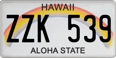 HI license plate ZZK539