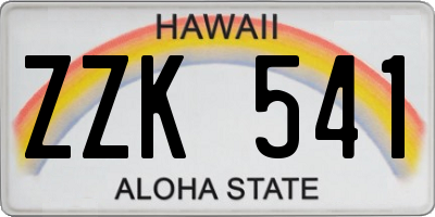 HI license plate ZZK541