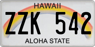 HI license plate ZZK542