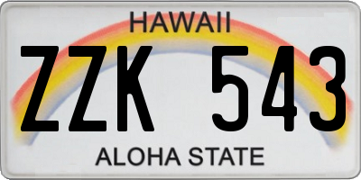 HI license plate ZZK543