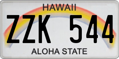 HI license plate ZZK544