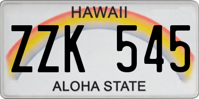 HI license plate ZZK545