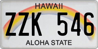 HI license plate ZZK546