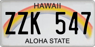 HI license plate ZZK547