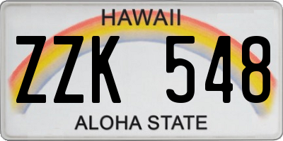 HI license plate ZZK548