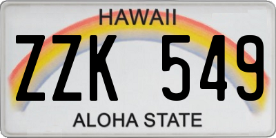 HI license plate ZZK549