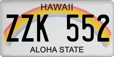 HI license plate ZZK552