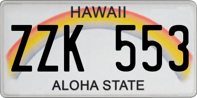 HI license plate ZZK553