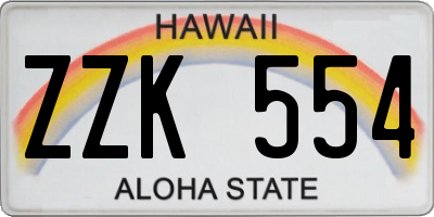 HI license plate ZZK554