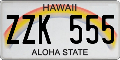 HI license plate ZZK555