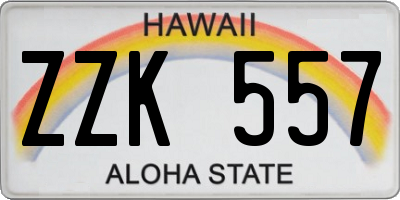 HI license plate ZZK557