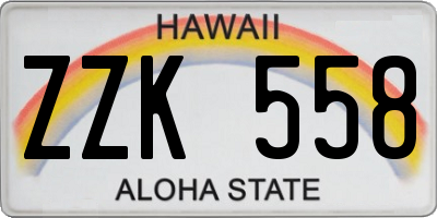 HI license plate ZZK558