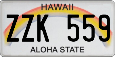 HI license plate ZZK559