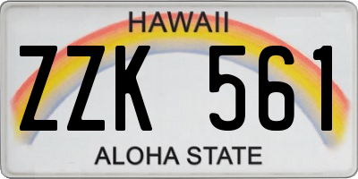 HI license plate ZZK561