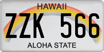 HI license plate ZZK566