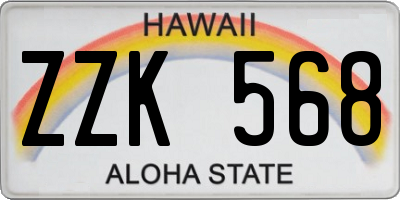 HI license plate ZZK568