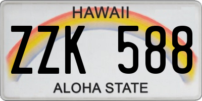 HI license plate ZZK588