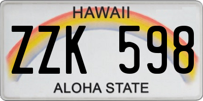 HI license plate ZZK598