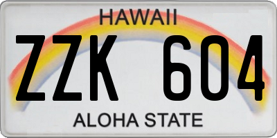 HI license plate ZZK604