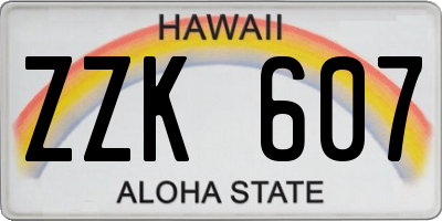 HI license plate ZZK607