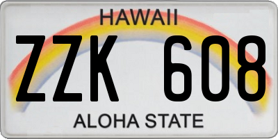 HI license plate ZZK608