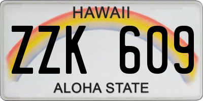 HI license plate ZZK609