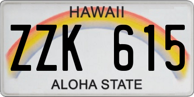 HI license plate ZZK615