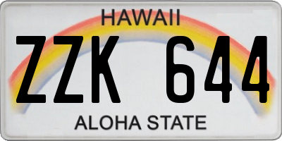 HI license plate ZZK644