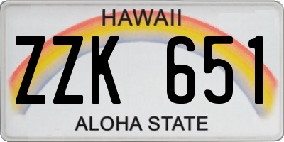 HI license plate ZZK651