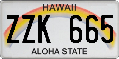 HI license plate ZZK665