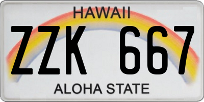 HI license plate ZZK667