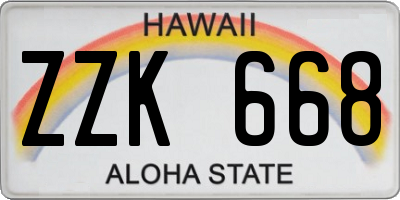 HI license plate ZZK668